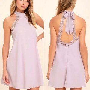 LuLu's Lavender Any Sway, Shape, or Form Lace Halter Mini Dress Size Medium